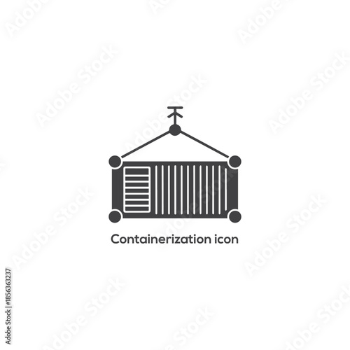 Monochrome Containerization Icon for DevOps Microservices, Software Container Packaging, Cloud Native Infrastructure, Minimal Flat Vector Illustration on White Background


