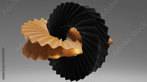 3d rendering of black and orange geometric shapes on gray background