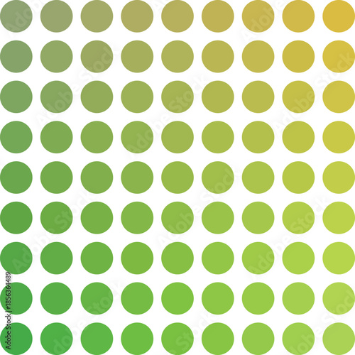 Abstract pattern of green and yellow gradient circles a modern background design for digital and print media isolated on white