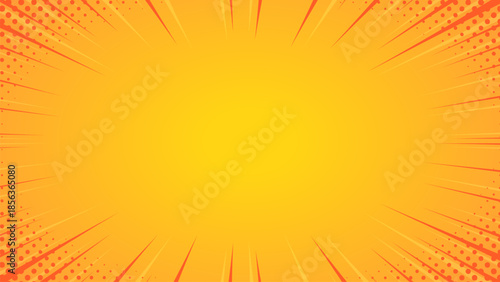 Speed lines as manga comic effect on transparent background. Cartoon anime action background. Abstract yellow comic zoom vector illustration. Yellow comic book effect. Modern creative pop art orange h