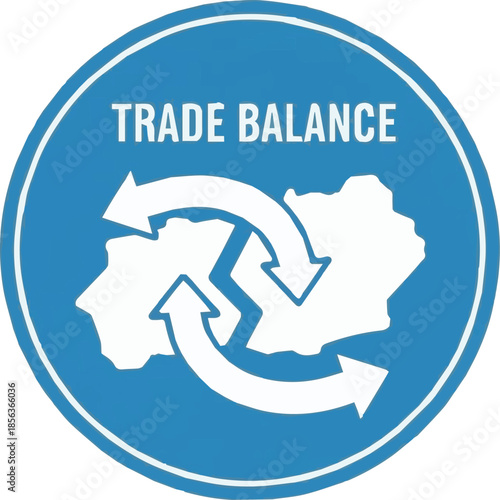 A conceptual graphic illustrating the intricate dynamics of international trade balance and economic exchange between two distinct geographical entities, representing global commerce