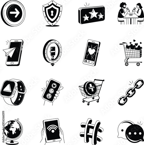 Art & IllustrPack of Media and Devices Doodle Style Illustrations 
ation