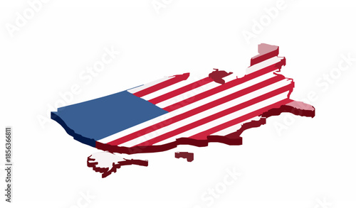 Isometric United States Map and Flag Vector Icon for UI and Dashboard Graphics
