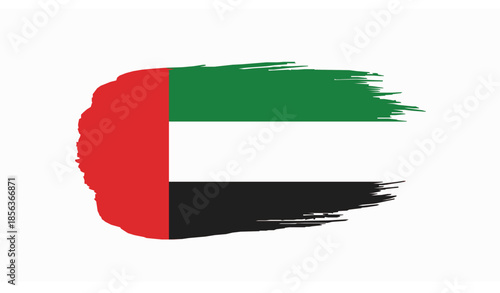 UAE Flag Rounded Grunge Brush Stroke Vector with Artistic Paint Effect