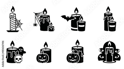 Halloween Icon Set – Spooky Holiday Symbols Pumpkin Ghost Witch Vector Collection