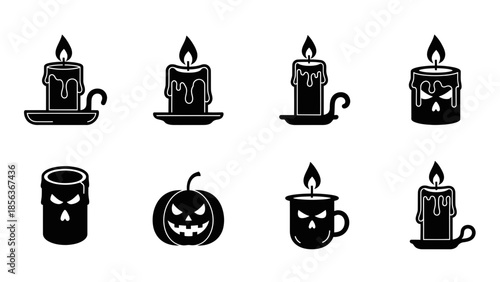 Halloween Icon Set – Spooky Holiday Symbols Pumpkin Ghost Witch Vector Collection