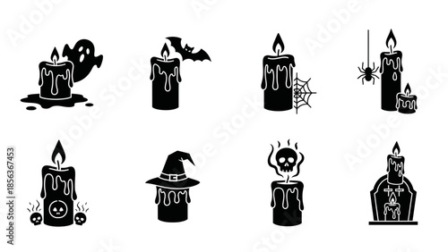 Halloween Icon Set – Spooky Holiday Symbols Pumpkin Ghost Witch Vector Collection