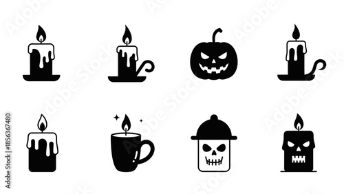 Halloween Icon Set – Spooky Holiday Symbols Pumpkin Ghost Witch Vector Collection