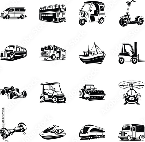 Art & IllustratCollection of Transportation Doodle Style Illustrations 

ion