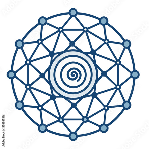 A geometric pattern with a spiral design on a black background