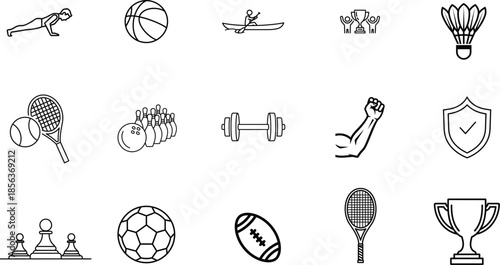 Collection of various sports icons and symbols