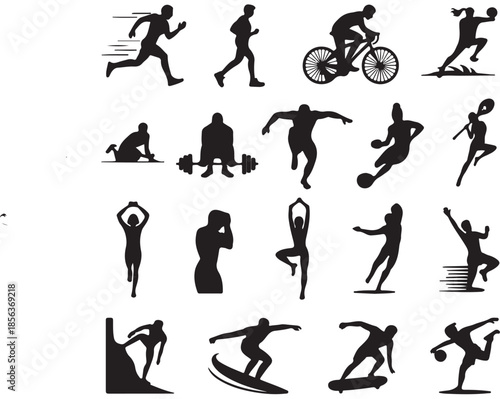 Sports Silhouettes Collection – Action Athletes in Dynamic Motion Vector