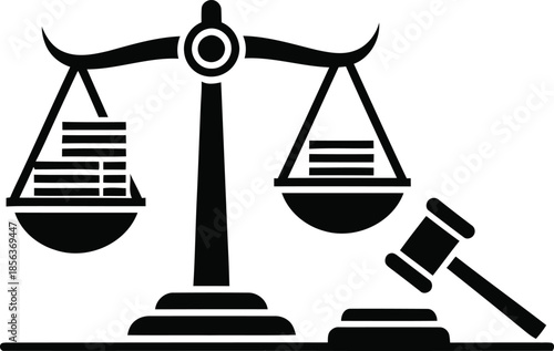 Law and justice scale with gavel icon