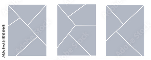 Image collage layout template. Grey mosaic mood board grid collection. Picture frame set. Photo album idea for banner, poster, comic page, flyer, brochure, booklet, memory wall design. Vector pack