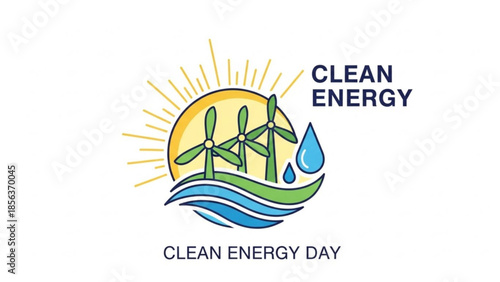 Eco friendly renewable energy sources, wind turbines, sun, water droplets, green earth, sustainable power, clean tech, environmental