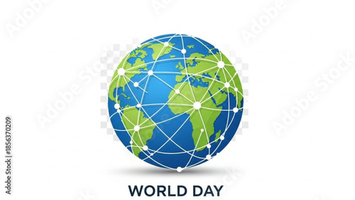 World day global connections earth map with lines and dots symbolizing international relationships and communication