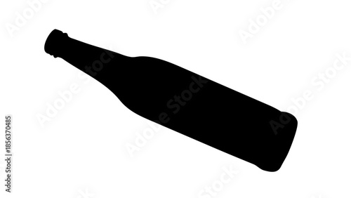 Black Glass Beer Bottle Silhouette Isolated on White Background Vector Art