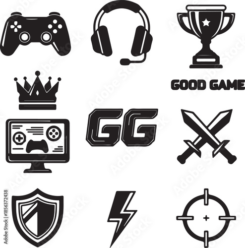 Vintage nautical icon set for web design in black vector style