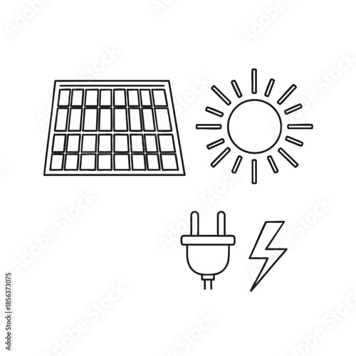 Solar energy and renewable power icons