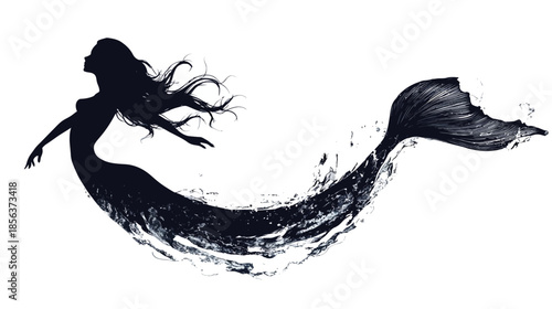 Elegant silhouette of a mermaid swimming gracefully (1)