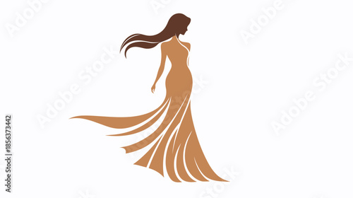Elegant silhouette of a woman in flowing dress design