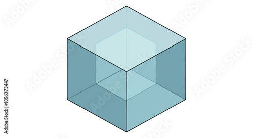 Transparent acrylic cube block isolated on a pristine white background, showcasing geometric precision and modern minimalist design