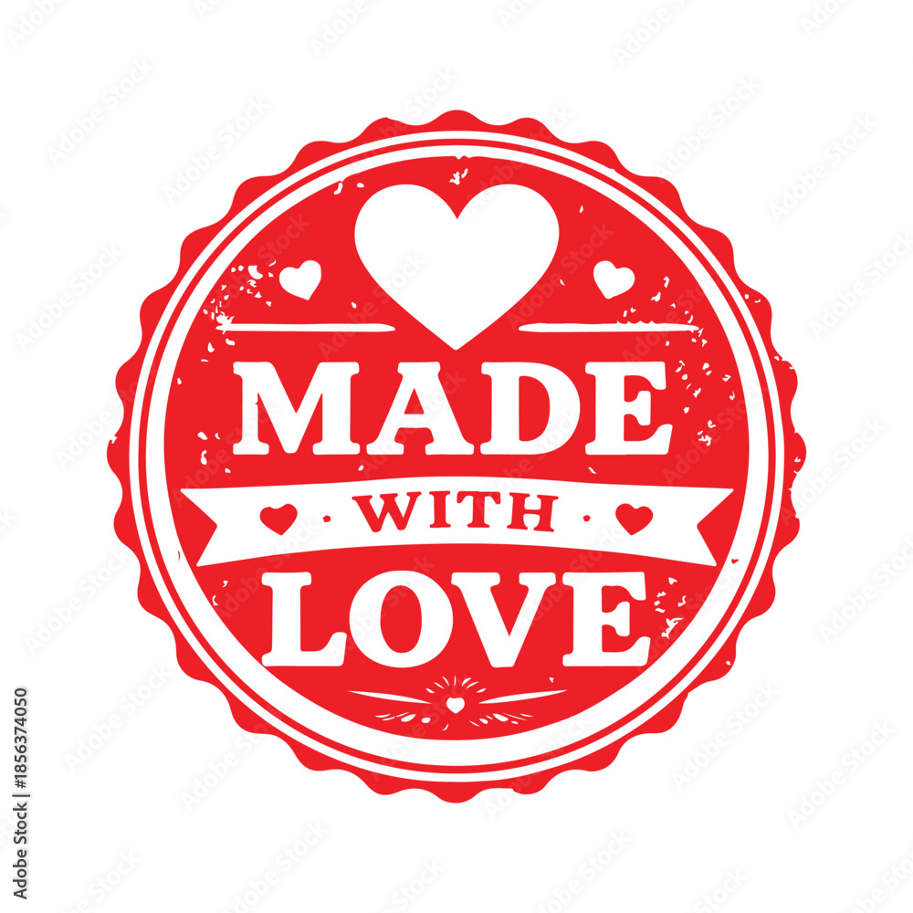 Obraz premium Handcrafted with Heart: A Vintage Stamp of Love for Your Thoughtfully Made Creations and Gifts