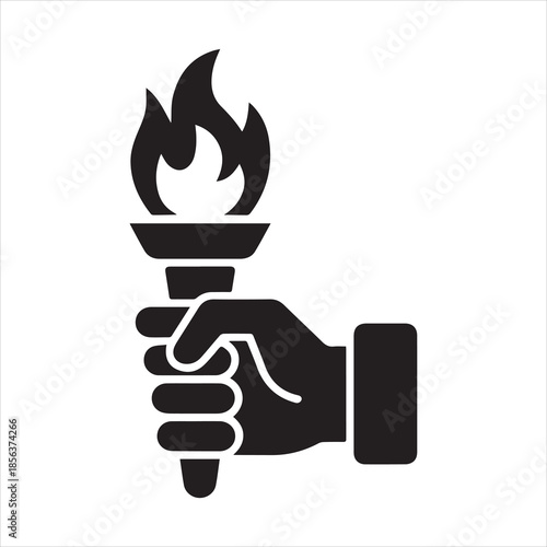 hand holding flaming torch glyph icon
