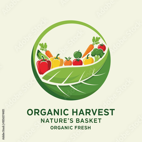 Fresh Organic Vegetables in a Green Basket Design