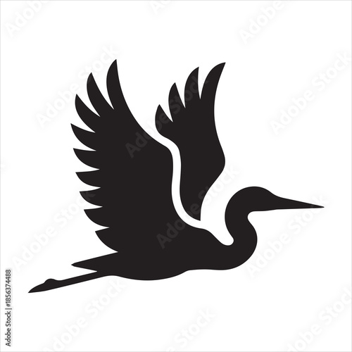 blue heron flying bird glyph icon