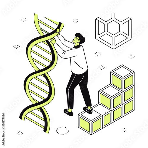 Scientist examining dna structure