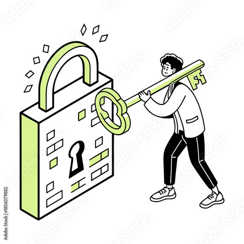 Person unlocking a padlock