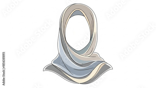 Elegant hijab illustration soft fabric folds modest Islamic headscarf design for fashion and cultural representation isolated on white
