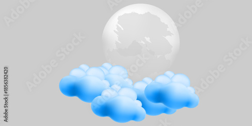 Full moon on the white background,