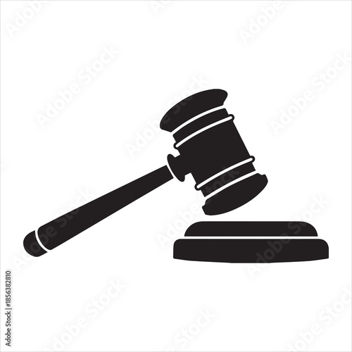 Judge Gavel Silhouette. Law and Justice Hammer Vector Icon.