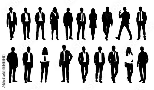 Business people silhouettes vector set of men and women in casual poses