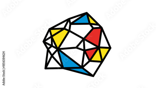 Colorful Geometric Shape with Triangles and Lines.