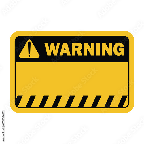 Bright Yellow Warning Vector Symbol Sign Template with Black Hazard Stripes