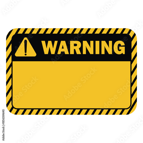 Warning Sign Blank Yellow Rectangle With Black Border