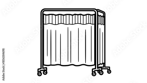 Hospital Room Divider on Wheels Illustration.