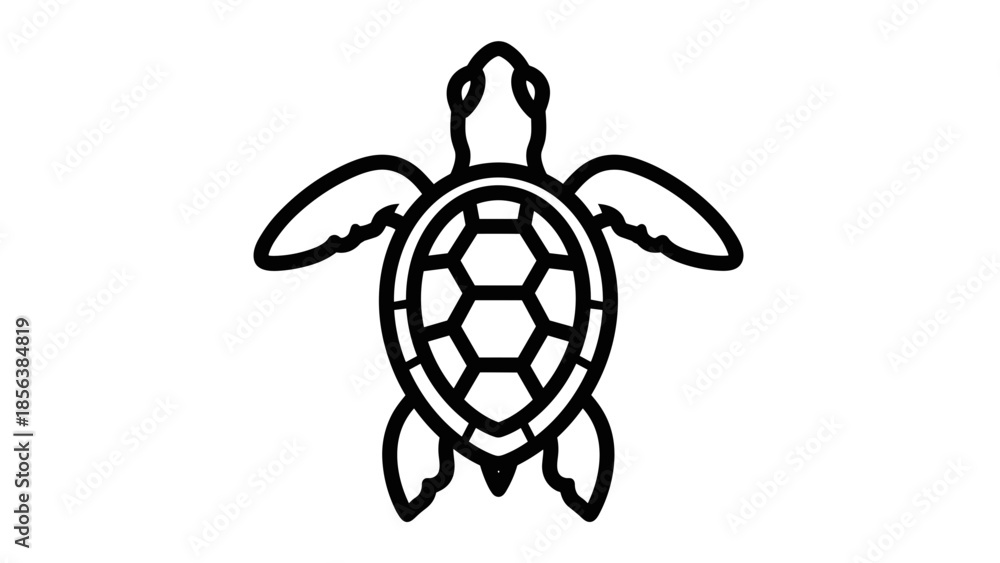 Obraz premium Simple black and white turtle illustration.