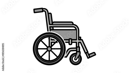 Simple Black and White Wheelchair Illustration.