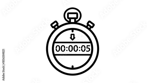Simple Black Stopwatch Icon with Timer.
