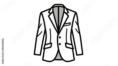Simple Line Drawing of a Blazer Jacket.