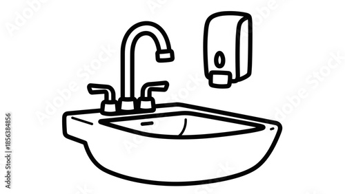 Simple Line Drawing of Bathroom Sink.