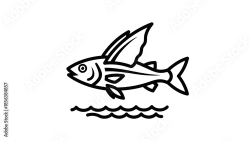 Simple Line Drawing of a Fish.