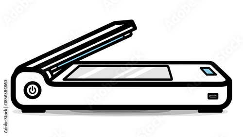 Simple Line Drawing of a Laminator Machine.