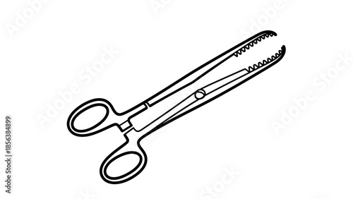 Surgical Forceps Medical Instrument Black Outline.