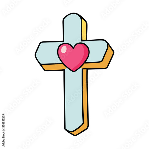 A graceful cross with a heart at its center symbolizes faith, love, and hope, blending devotion and compassion into a meaningful design for reflection, prayer, or inspiration.
