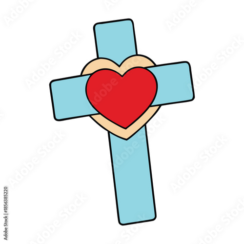 A graceful cross with a heart at its center symbolizes faith, love, and hope, blending devotion and compassion into a meaningful design for reflection, prayer, or inspiration.

